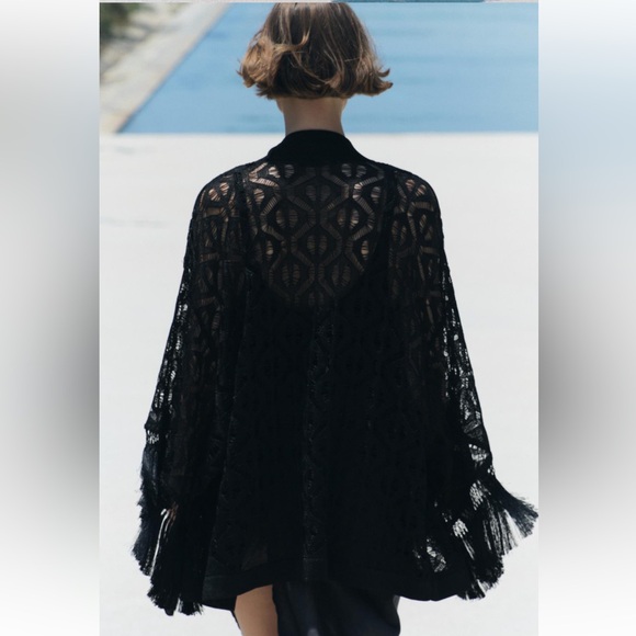 ZARA FRINGED OPEN KNIT CARDIGAN - Picture 3 of 15